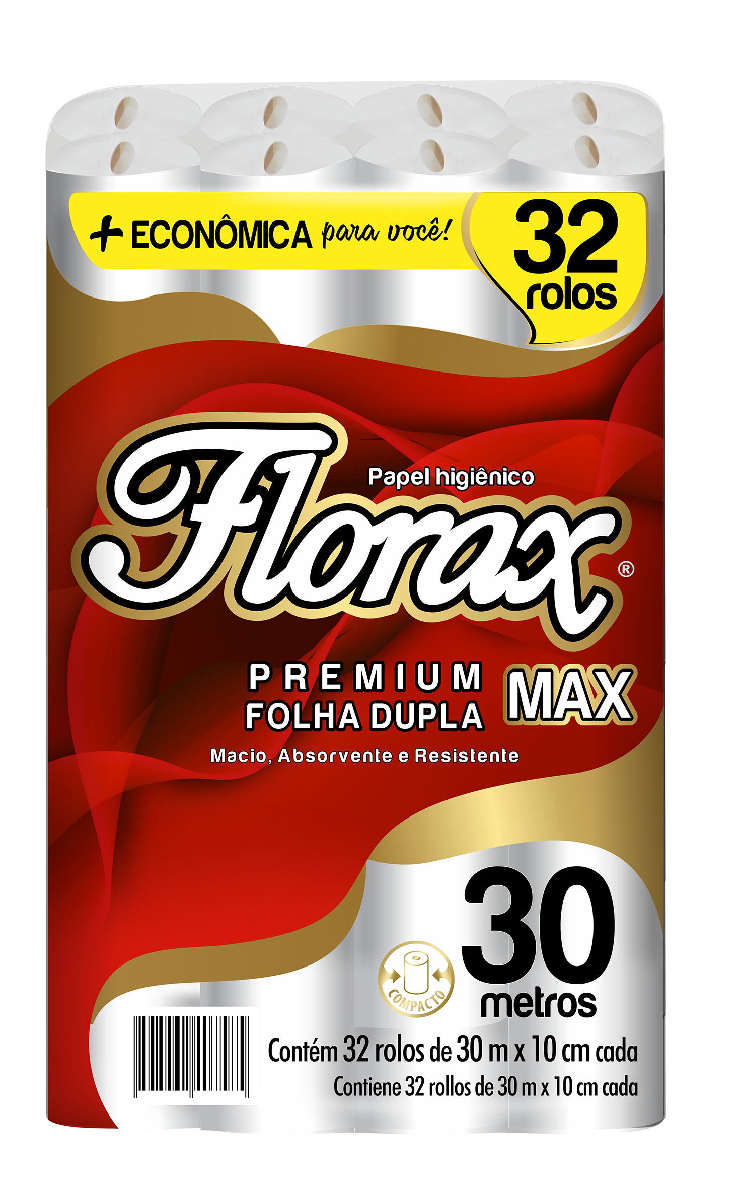 PAPEL HIGIENICO FOLHA DUPLA C/ 32X30 M FLORAX MAX