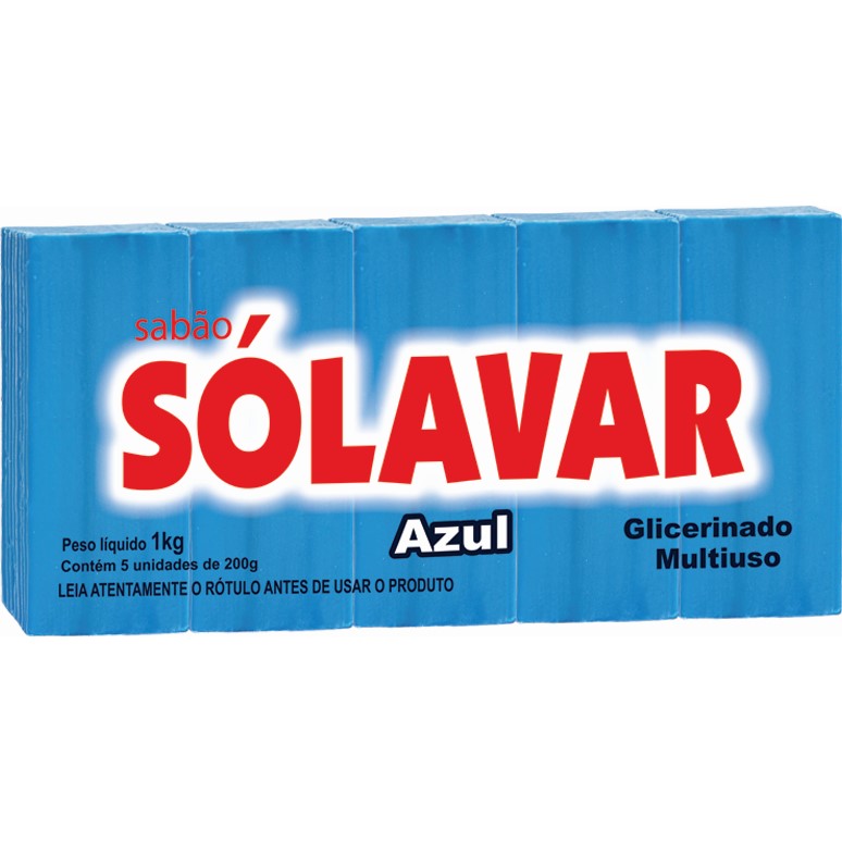 SABÃO GLICERINADO AZUL EM BARRA PACOTE C/ 5 X 200 GR
